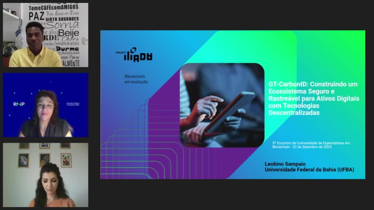 Encontro 3  - 22/9/25: Comunidade de Especialistas em Blockchain | GT-CarbonID